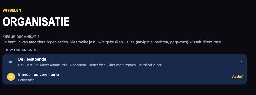 Wisselen tussen meerdere verenigingen